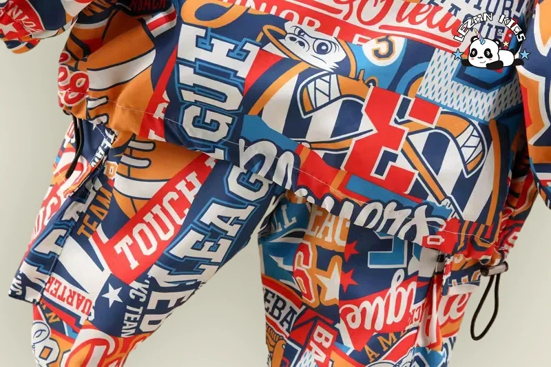 LEZONKIDS - Children's Wear Boys 2023 New Cartoon Print Hooded Jacket Jogging Fashion Sport Boy 2 Piece Sets